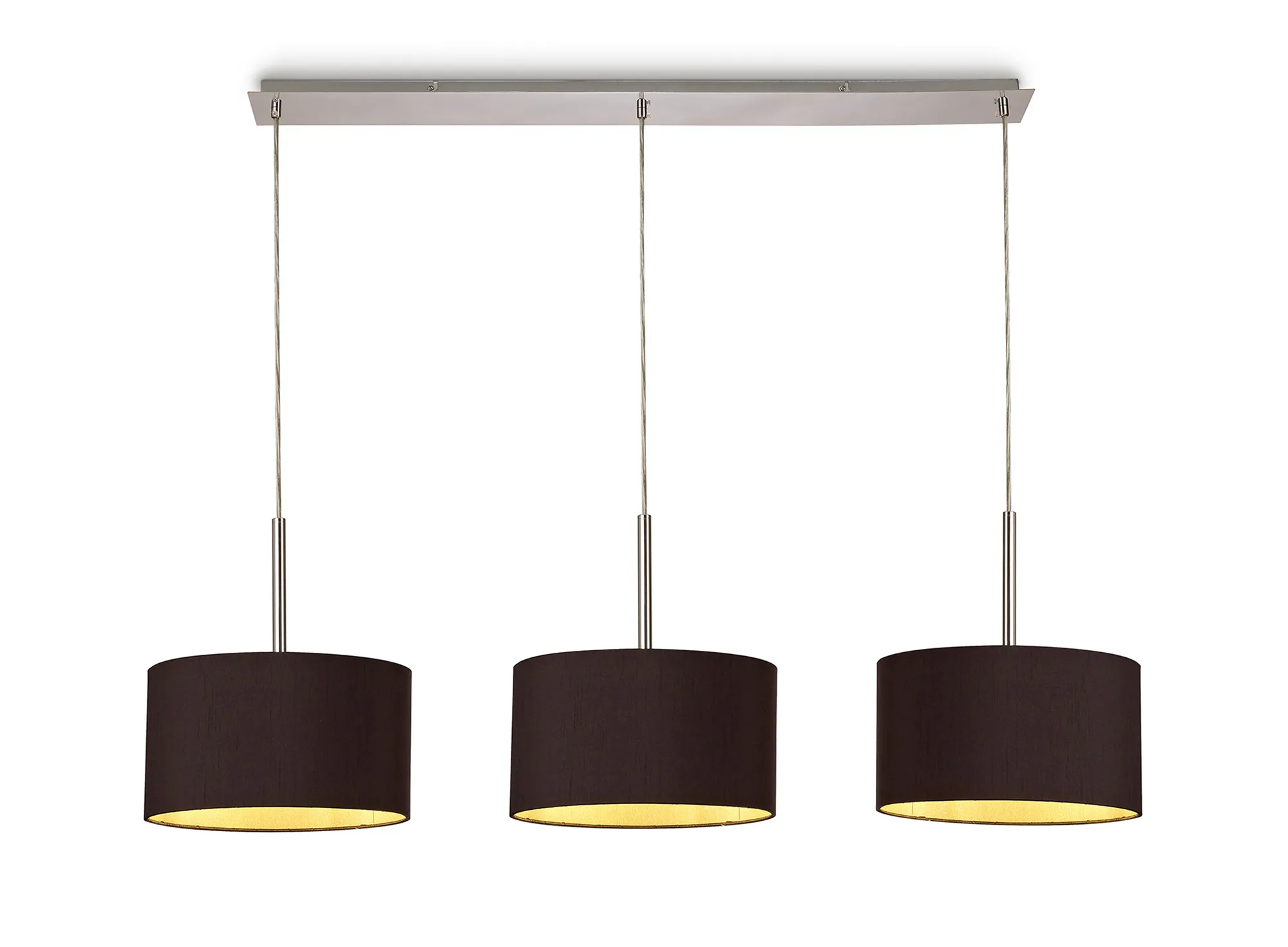 DK0557  Baymont 30cm Shade 3 Light Pendant Polished Chrome, Midnight Black/Green Olive